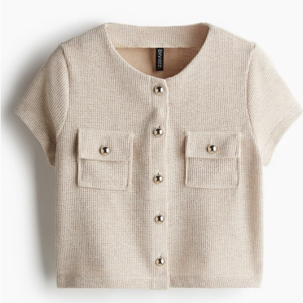 H&M Beige Button-Down Shirt for Women